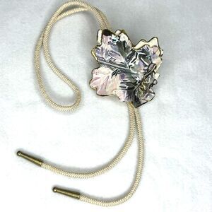 Vintage Bolo Tie Ceramic Leaf